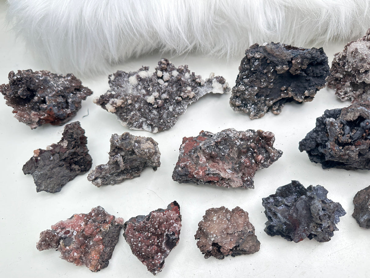 Red & Black Calcite Crystals