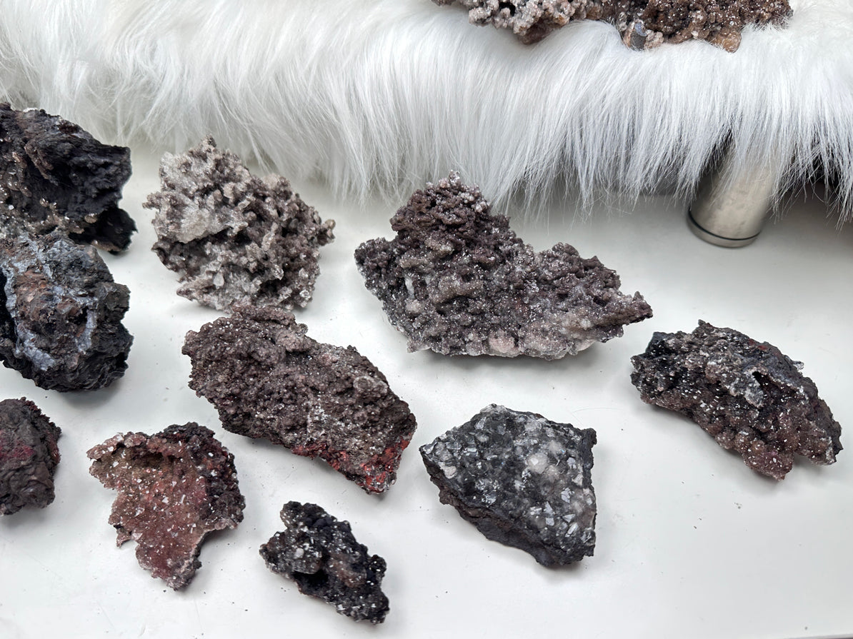 Red & Black Calcite Crystals