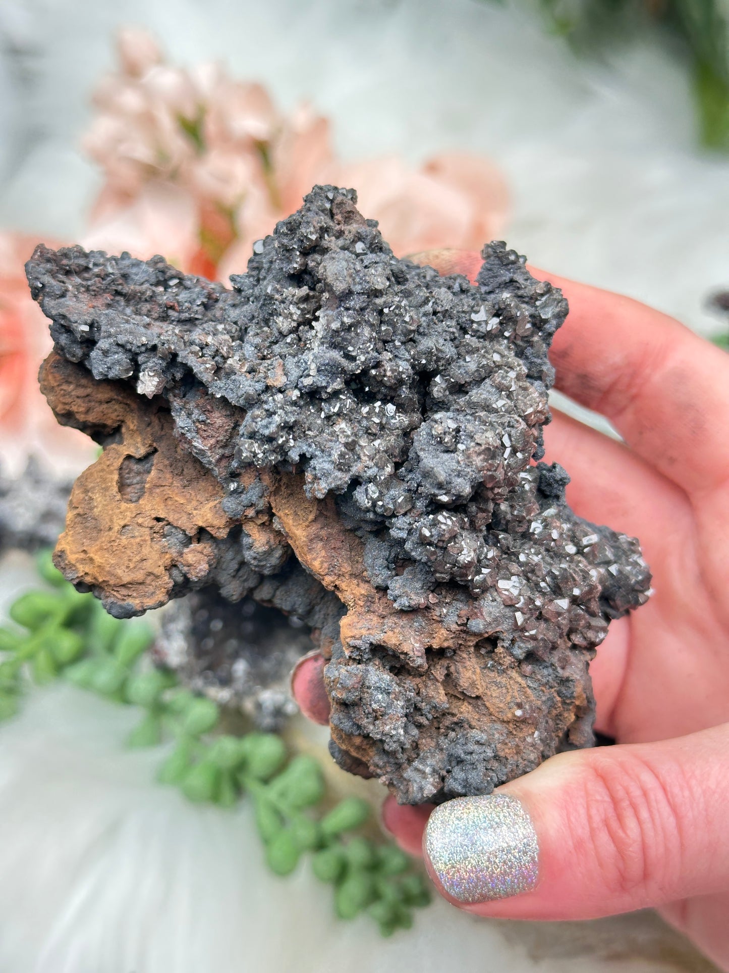 Red & Black Calcite Crystals