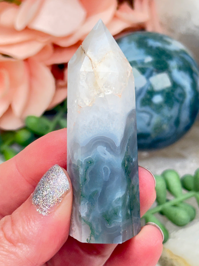 Moss Agate Spheres, Points & More