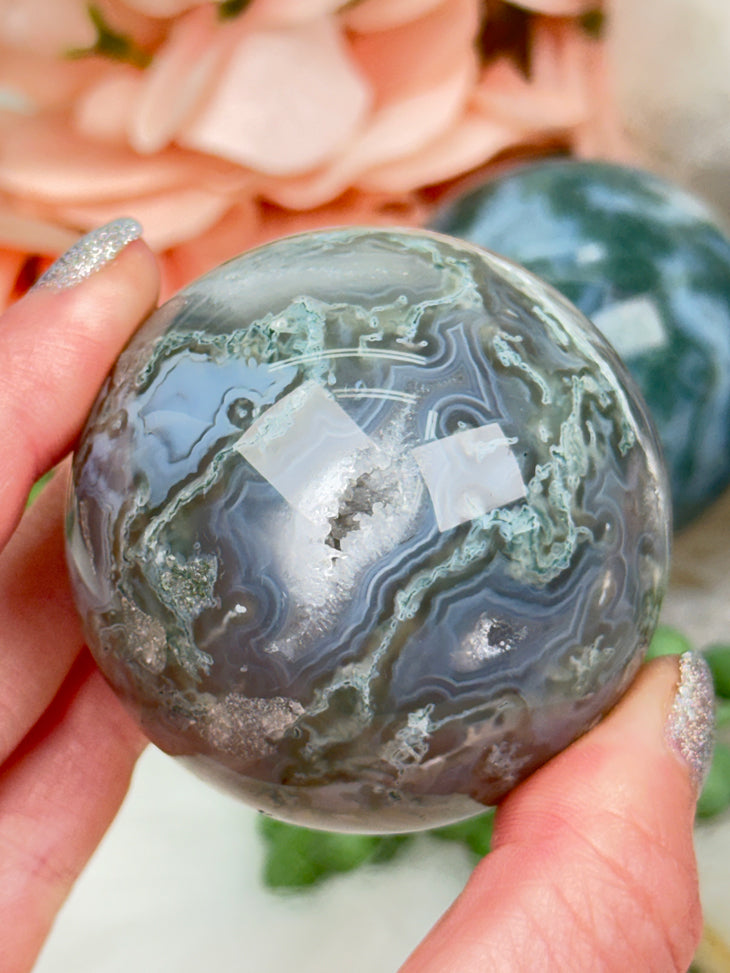 Moss Agate Spheres, Points & More