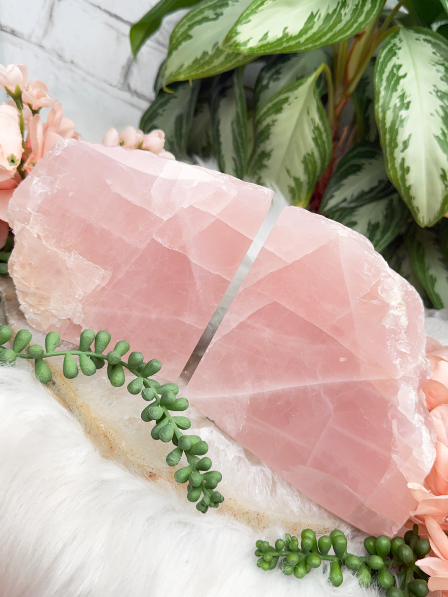 Rose Quartz Bookends