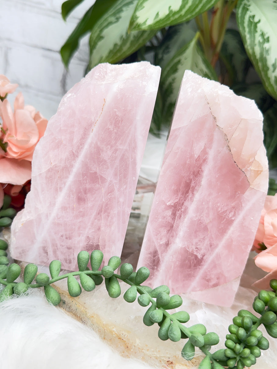 Rose Quartz Bookends