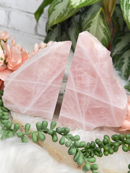 Rose Quartz Bookends