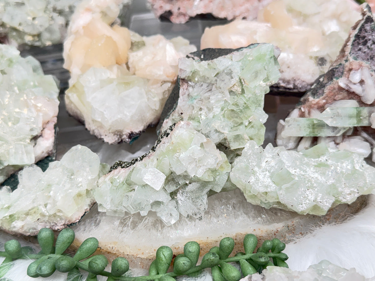 Green Apophyllite Clusters