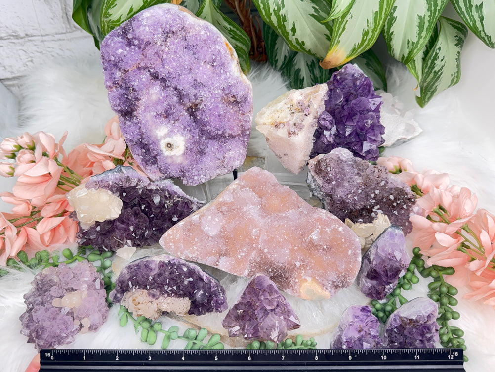 Pink Purple Amethyst Clusters