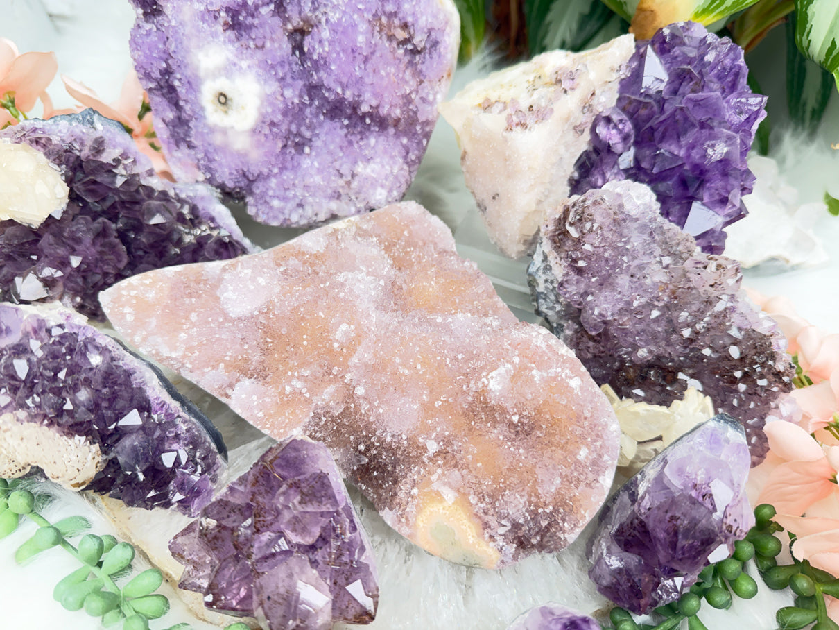 Pink Purple Amethyst Clusters