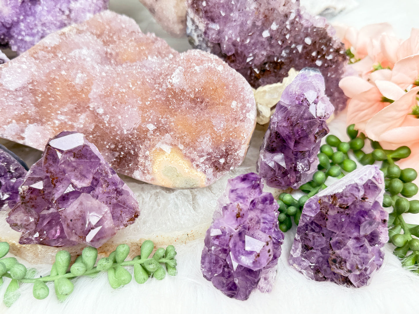 Pink Purple Amethyst Clusters