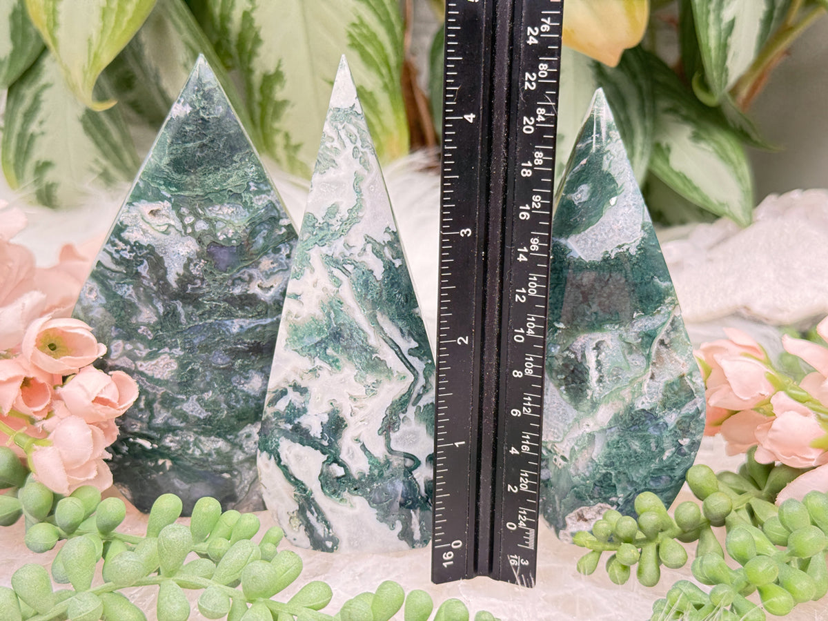 Green Moss Agate Flames
