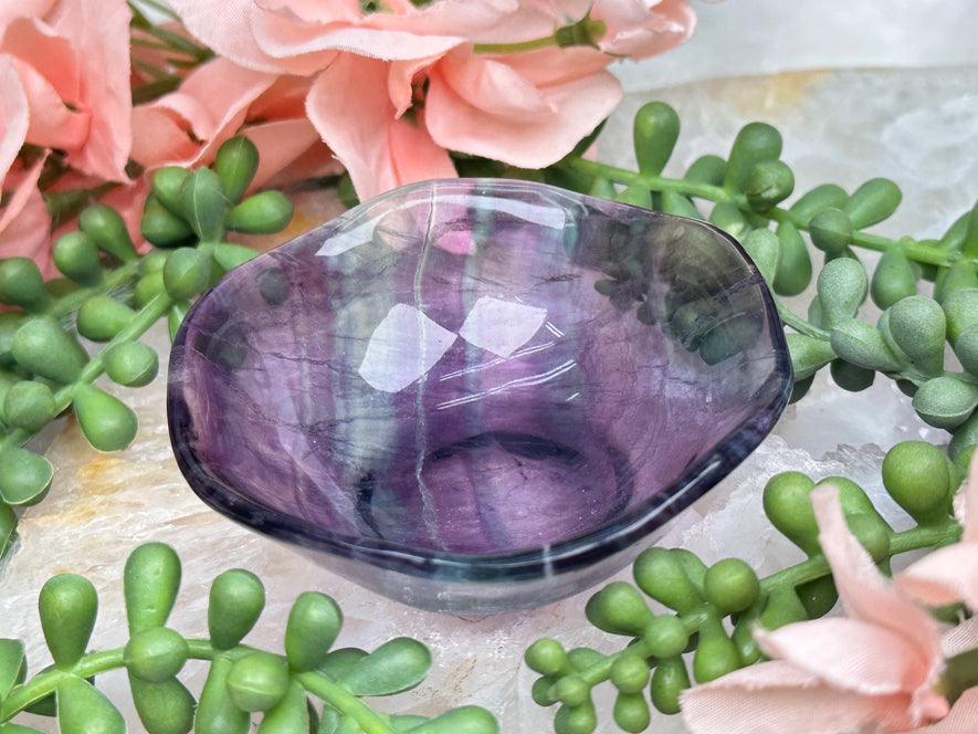 Natural online Crystal Fluorite Flower Shaped Bowl