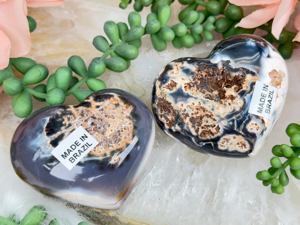 Orca Agate Hearts