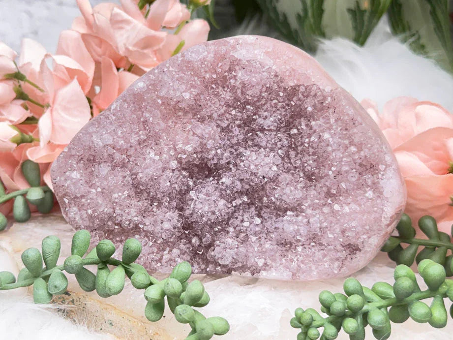 Druzy Pink Quartz Clusters