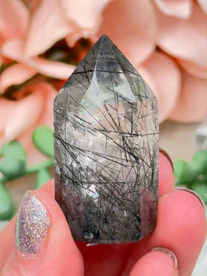 Black Tourmaline Quartz Points