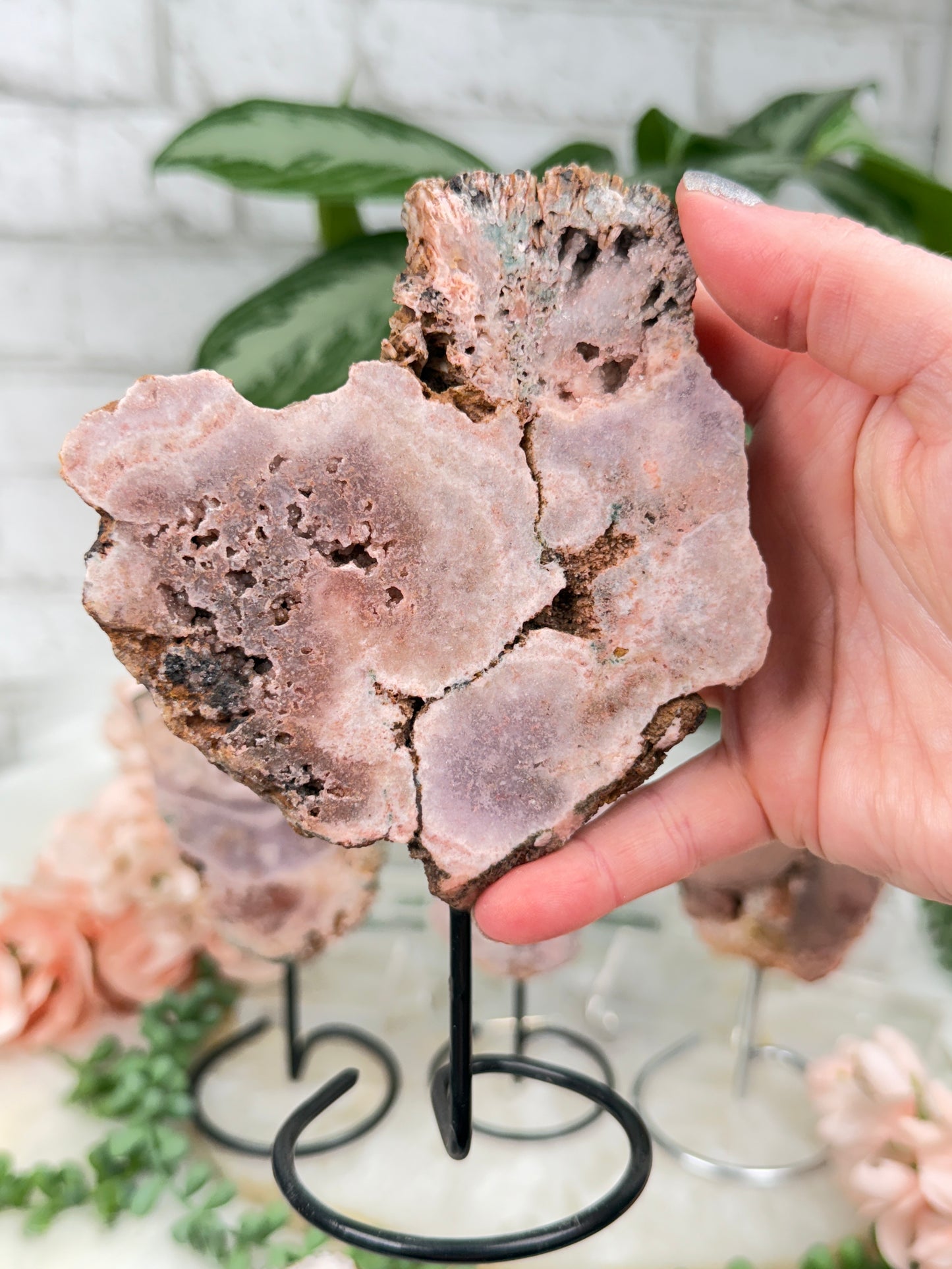 Brazil Pink Amethyst on Stands