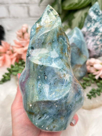 Blue Green Ocean Jasper Flames