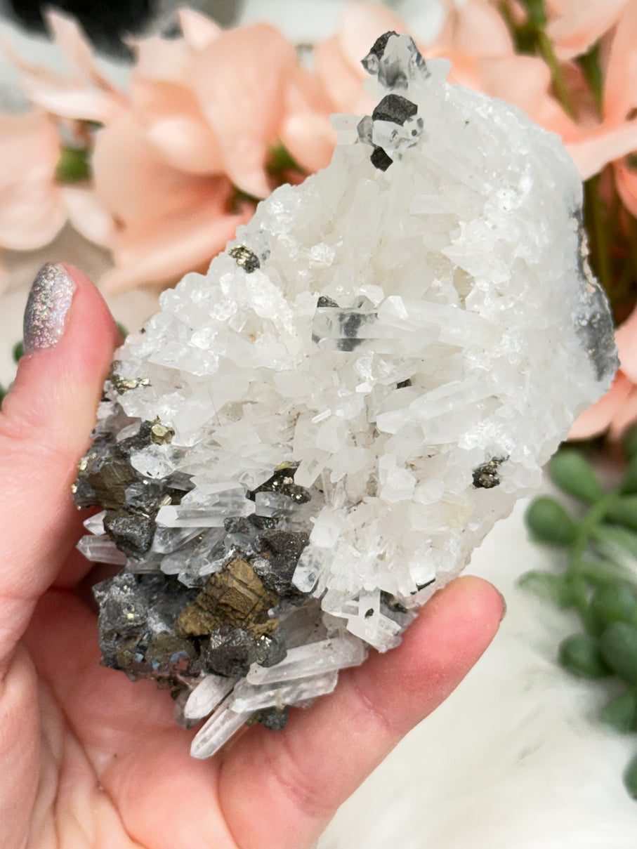 Peru Pyrite on Quartz