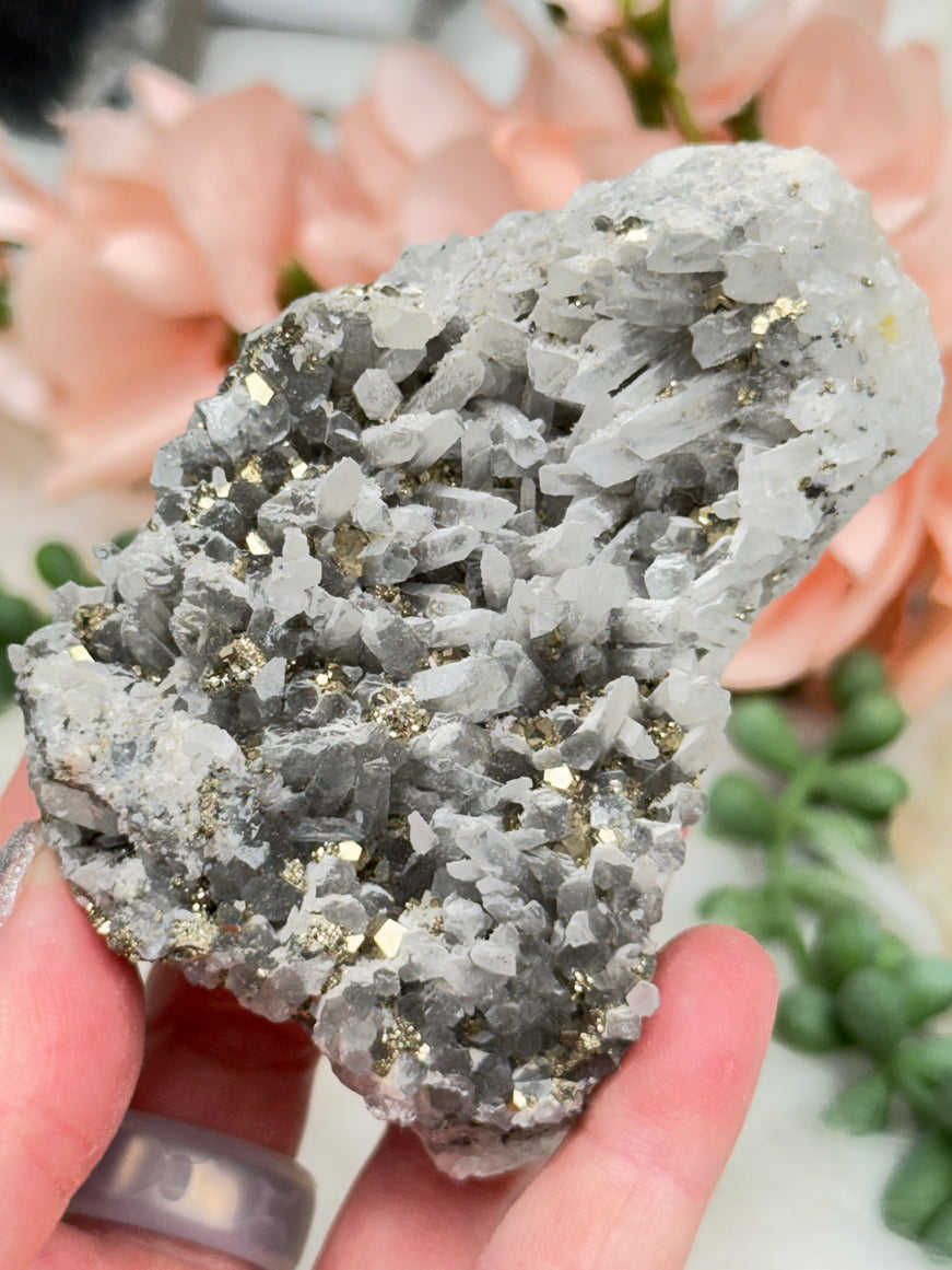 Peru Pyrite on Quartz