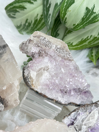 Quartz Amethyst Over Calcite