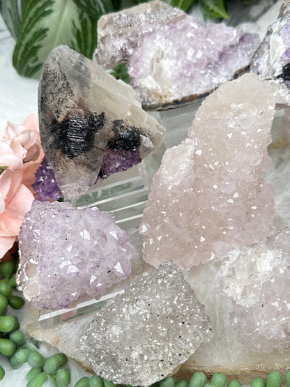 Quartz Amethyst Over Calcite