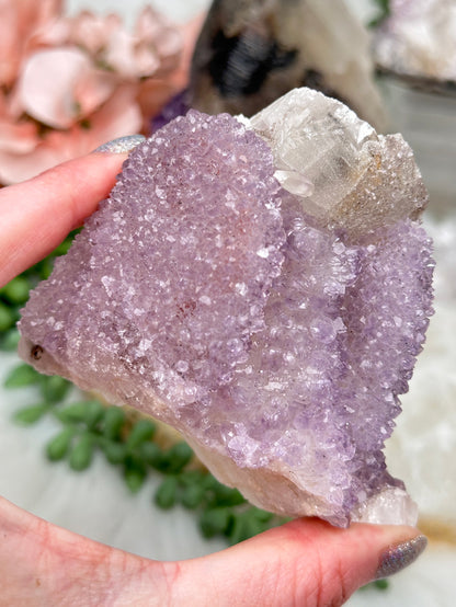 Quartz Amethyst Over Calcite