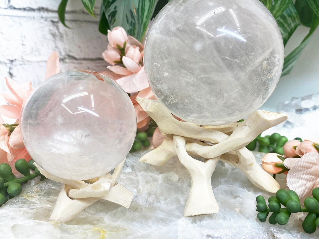 Contempo Crystals - White-Wood-Crystal-Sphere-Stands-for-Sale-Boho-Look - Image 1