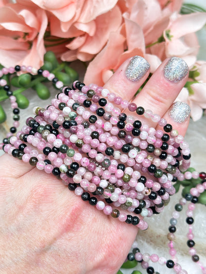 black-pink-tourmaline-bead-bracelet