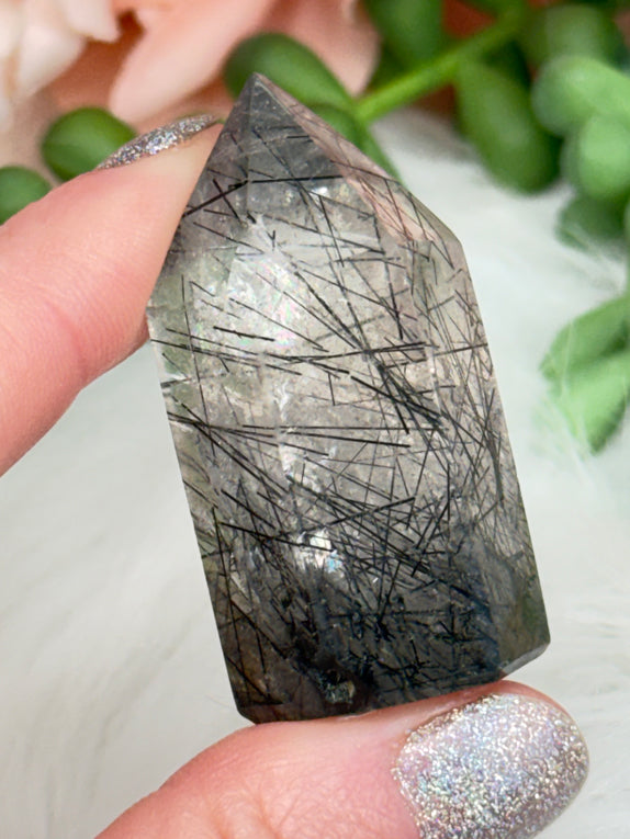 Black Tourmaline Quartz Pieces