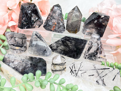 Black Tourmaline Quartz Pieces