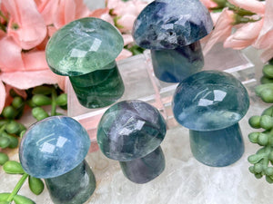 Contempo Crystals - blue-green-fluorite-mushroom-crystal-carvings - Image 1