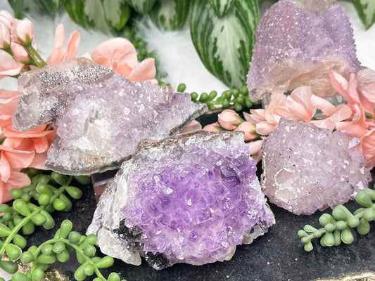    calcite-on-amethyst-crystals