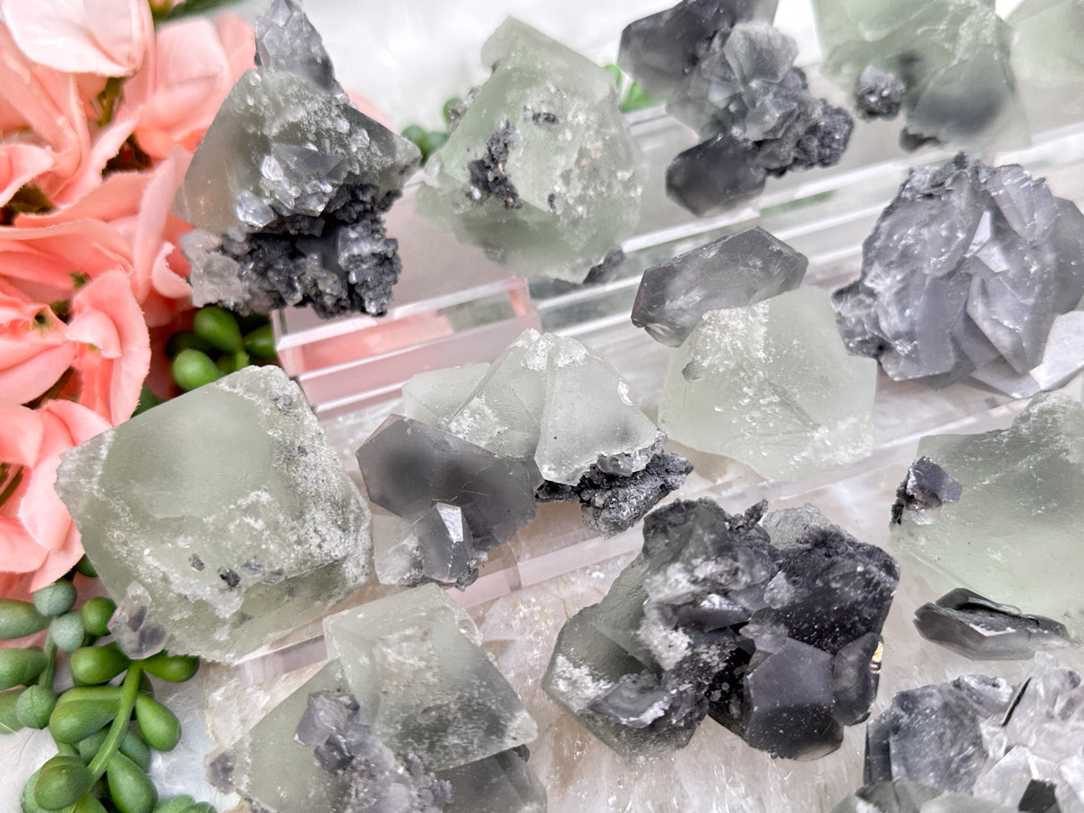 Green Fluorite Gray Bladed Calcite