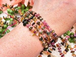 Contempo Crystals - chip-round-bead-rainbow-tourmaline-bracelet - Image 1