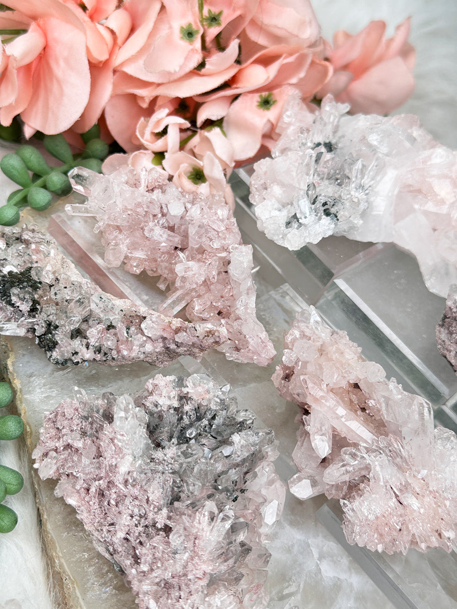 Colombian Pink Quartz Clusters