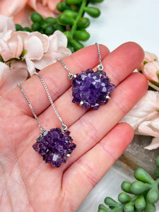 Contempo Crystals - Sterling Silver Amethyst Cluster Necklace - Image 4