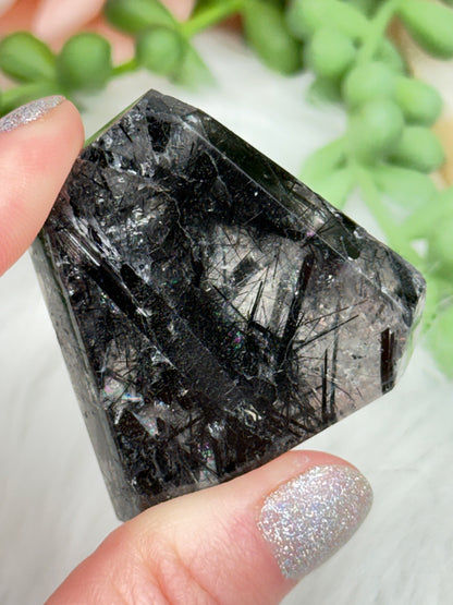 Black Tourmaline Quartz Pieces