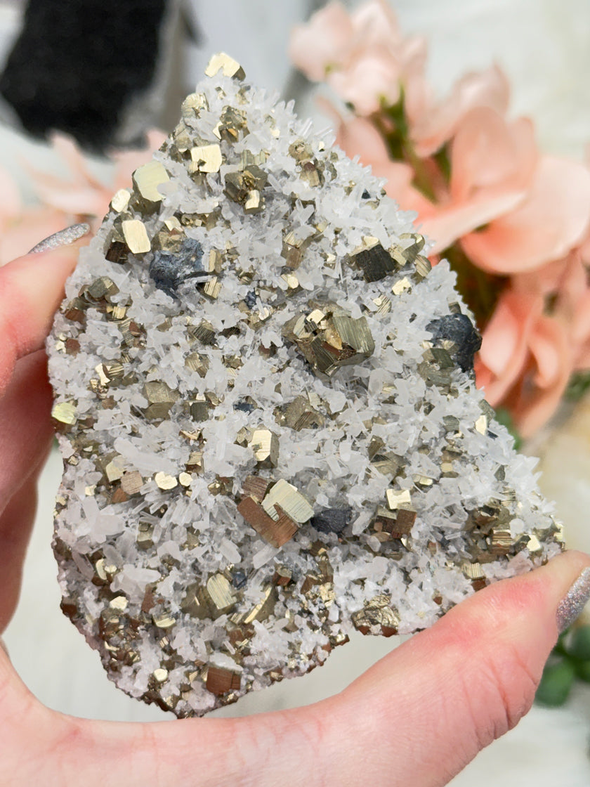 Peru Pyrite on Quartz
