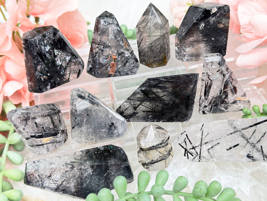 Black Tourmaline Quartz Pieces
