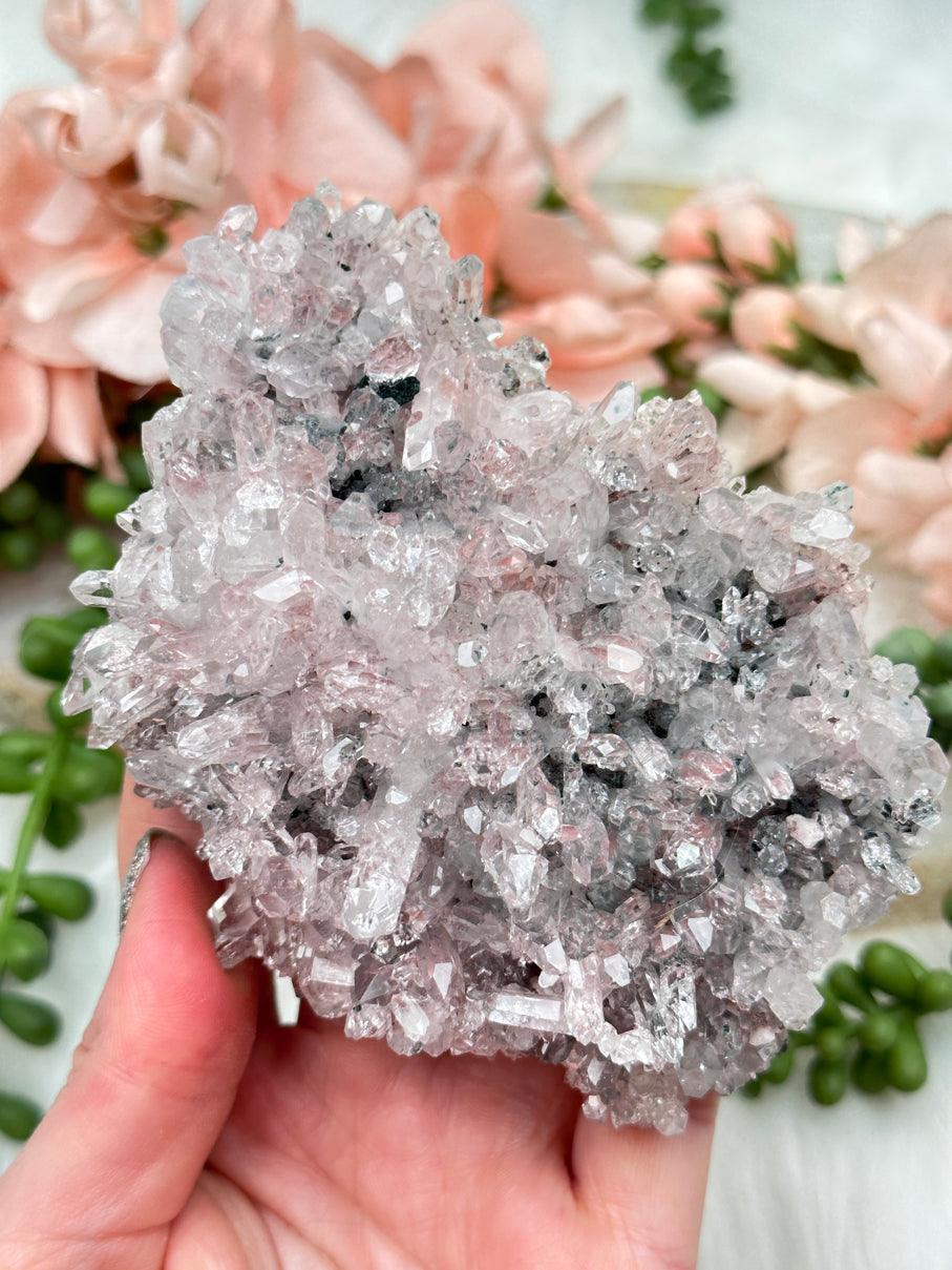 green-chlorite-included-pink-quartz-cluster-from-colombia