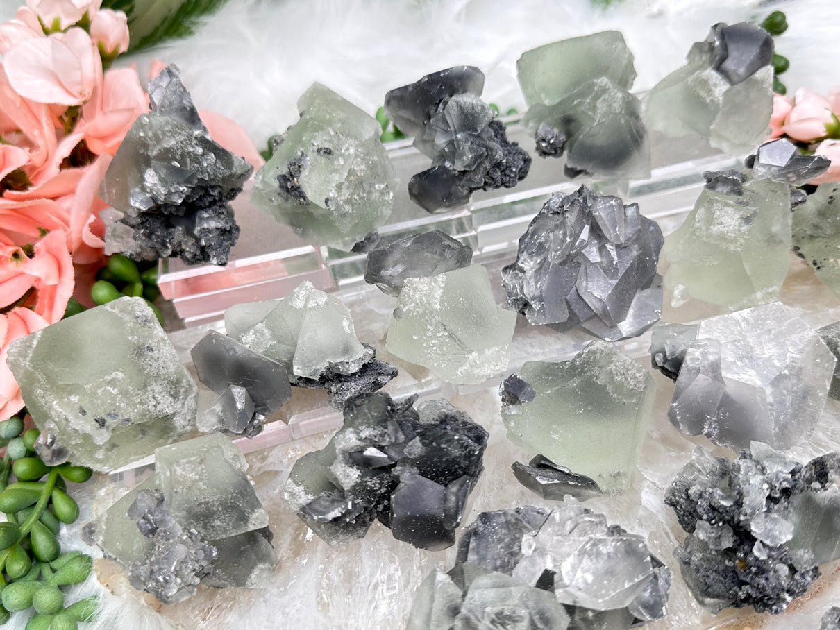 Green Fluorite Gray Bladed Calcite