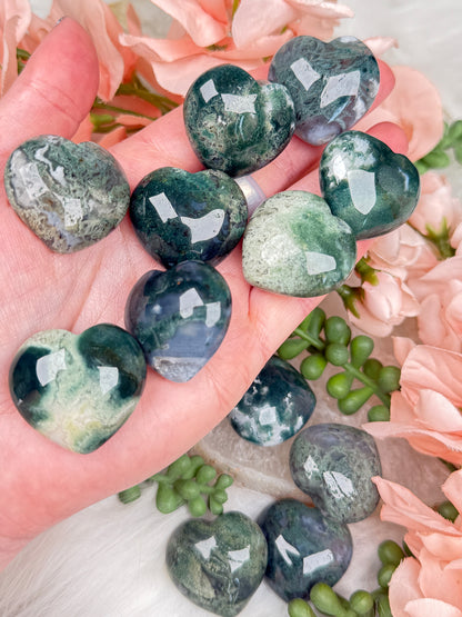 Moss Agate Hearts