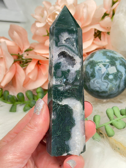 Moss Agate Spheres, Points & More