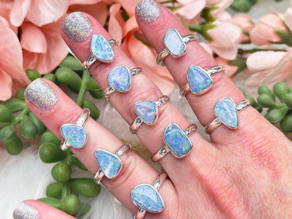 Different Color Opal Rings Faceted Cut Sterling Silver Opal Rings for Sale – Contempo Crystals