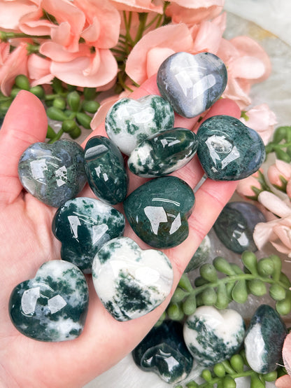 Moss Agate Hearts