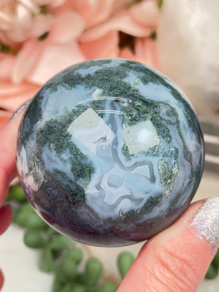 Moss Agate Spheres, Points & More