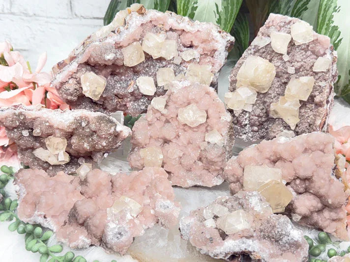 Rare Old Stock Mexico Twin Calcite on Pink Datolite - Choose Exact