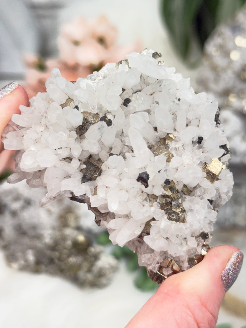 Peru Pyrite on Quartz