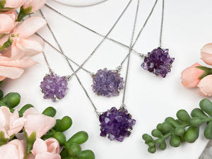 Contempo Crystals - Sterling Silver Amethyst Cluster Necklace - Image 1