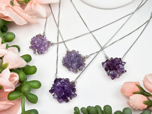 Contempo Crystals - Sterling Silver Amethyst Cluster Necklace - Image 5