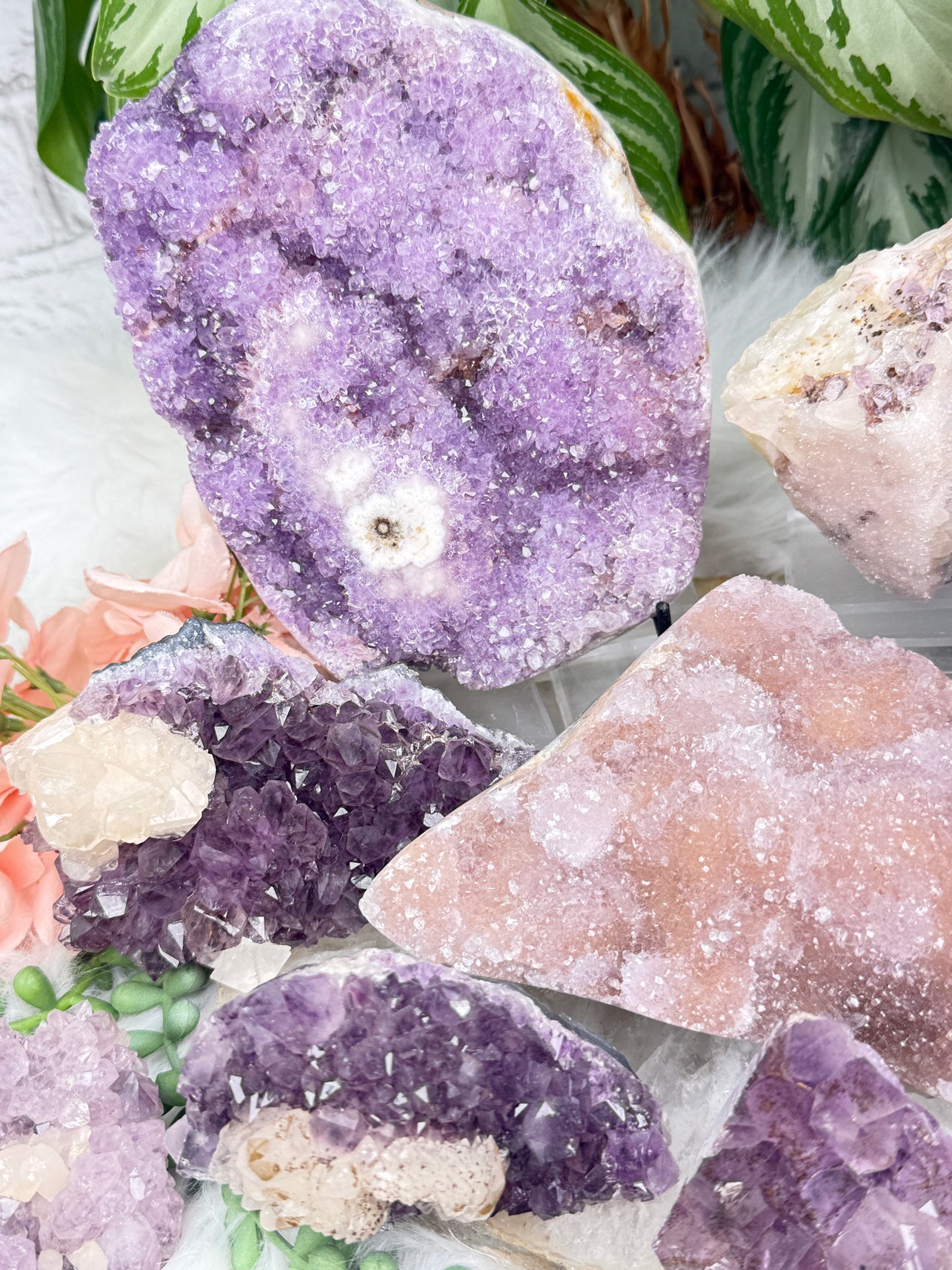 Pink Purple Amethyst Clusters