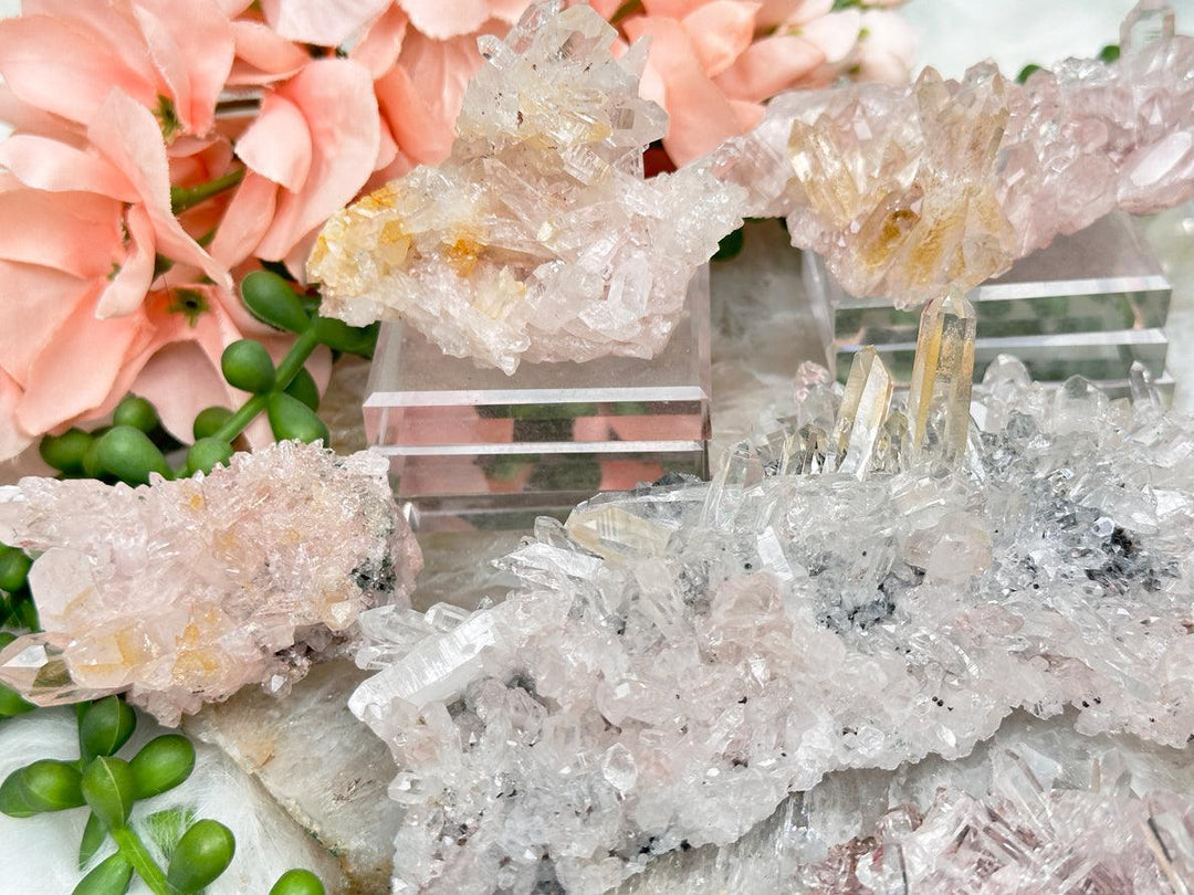 Contempo Crystals - pink-colombian-quartz-with-yellow-iron-limeonite - Image 1